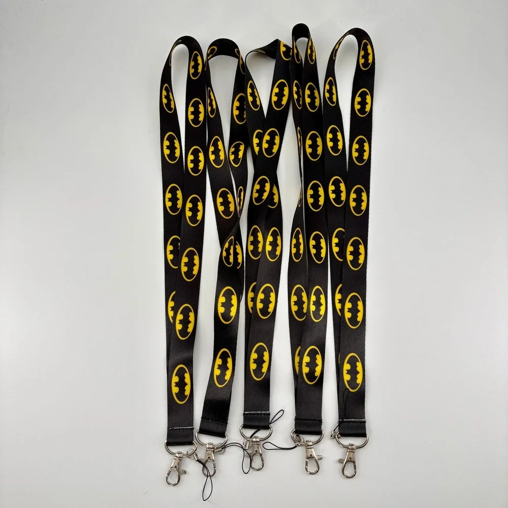 Batman Logo Lanyards Lot of 5 Black Yellow DC Comics Superhero ID Key Neck Strap